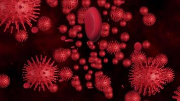 3d render Coronavirus COVID-19, Virus of flu or microorganism. Rapid multiplication of bacteria Infection. animation red color background. video