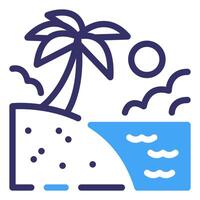 A beach with palm trees and a wave vector