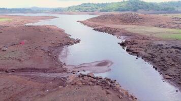 Aerial View of a Dry Riverbed in Drought Condition video