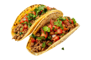 Tacos with meat and vegetables on a transparent background png