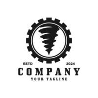 Drilling service logo with images of drill bits and jagged circles vector