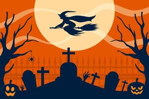 halloween background with flying witch vector