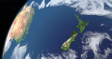 Tasman Sea in planet earth, aerial view from outer space video
