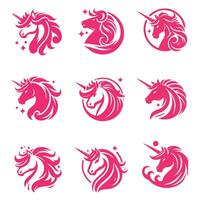 Best And Red Unicorn Collection Logo Design vector