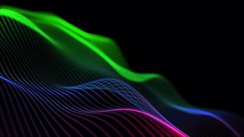 Artistic Flow of Particle Wave Lines Creating an Ethereal Background on Deep Black Canvas video