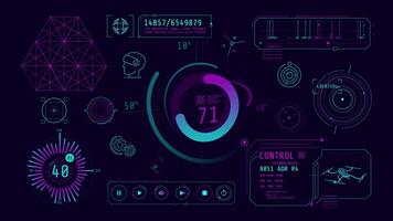 Infographics about drones and virtual reality animated on the alpha channel. video