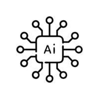 Modern AI Chip and Cloud Computing Icon. Artificial Intelligence AI Chip in Head Brain. digital skills, , AI technology, algorithm, virtual intelligence and future vector