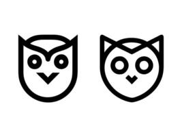 Minimalist line art owl head icons in various styles. perfect for logos or icons. icon design. Simple black line art owls. vector