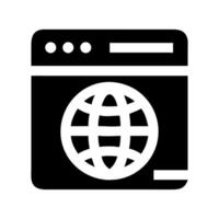 A simple web browser icon with a globe, representing global connectivity, webside icon or logo isolated sign symbol illustration. High quality black style icons. vector