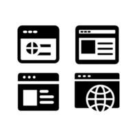 Web Browser Icons Depicting Different Website Content icons set vector