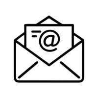 Simple line art illustration of an email envelope. Email icon vector