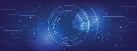 Abstract digital circuit board on a dark blue background. vector