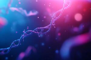 Abstract representation of DNA strands in a colorful, digital environment. photo