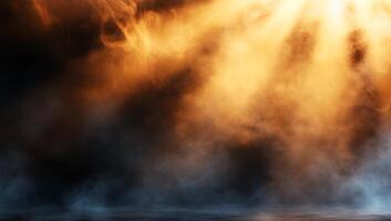 A dramatic interplay of light and fog creates a mystical atmosphere. photo