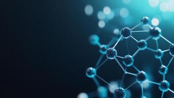 A molecular structure with a blue and glowing background. photo