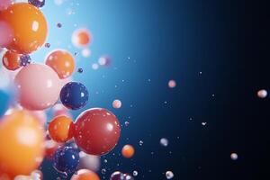 Abstract composition of colorful spheres floating in a gradient background. photo