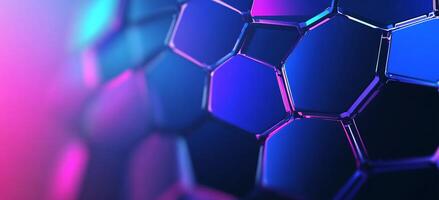 Abstract hexagonal pattern with vibrant colors and reflections. photo