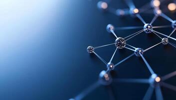 Abstract representation of a molecular structure with interconnected nodes. photo