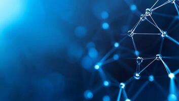 Abstract representation of molecular structures in a blue digital space. photo