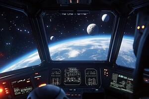 The view from inside a spaceship cockpit photo