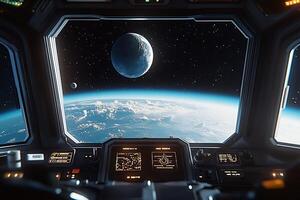 The view from inside a spaceship cockpit photo