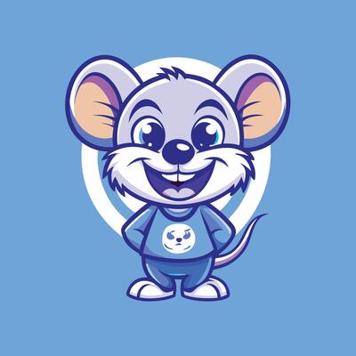 Illustrative Mouse Mascot Cartoon in Design with a Stylish Look