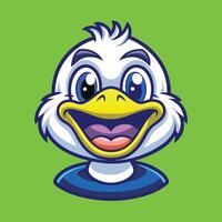 Animated Yellow Duck with Delightful Expression on a Pristine White Background vector