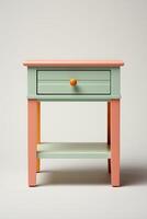 A small table with a drawer on top photo