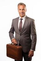 A man in a suit holding a briefcase photo
