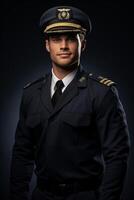 A man in a pilot uniform posing for a photo