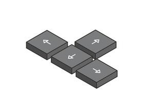 Keyboard control keys with arrow keys in flat isometric style. Illustration of keyboard elements. vector