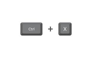 Crtl and X keyboard shortcuts in flat simple style. Illustration of keyboard elements. vector
