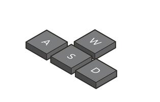 Keyboard control keys A,W,S,D in simple flat isometric style. Illustration of keyboard elements. vector