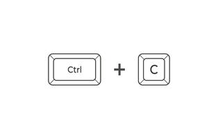 Crtl and C keyboard shortcuts in flat style. Illustration of keyboard elements. vector