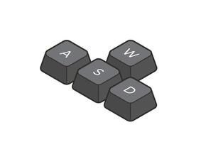 Keyboard control keys A,W,S,D in isometric style. Illustration of keyboard elements in simple style vector