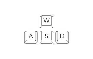 Keyboard control keys A,W,S,D in flat line style. Illustration of keyboard elements in simple style vector