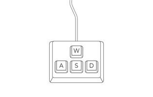 Keyboard control keys A,W,S,D in flat line style. Illustration of keyboard elements in simple flat style. vector