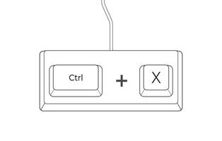 Crtl and X keyboard shortcuts in flat style vector