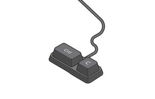 Keyboard illustration shortcuts Crtl and C in isometric style. Illustration of keyboard elements. vector