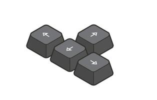 Keyboard control keys with arrow keys in isometric style. Illustration of keyboard elements in simple style vector