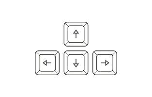 Keyboard simple control keys with arrow keys in flat style. Illustration of keyboard elements. vector