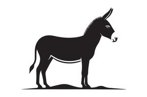 Donkey Silhouette Design in Profile View on White Background vector