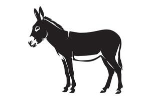 Standing Donkey Silhouette illustration in Profile View vector