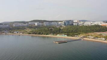 View from a drone on the campus of the university video