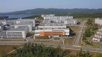 View from a drone on the campus of the Far Eastern Federal University FEFU video
