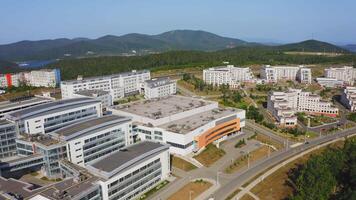 View from a drone on the campus of the Far Eastern Federal University FEFU video