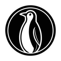 A penguin in a circle vector