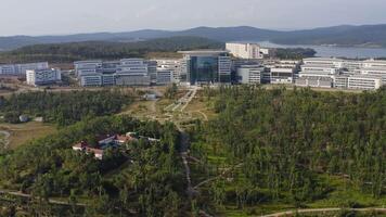 View from a drone on the campus of the Far Eastern Federal University video