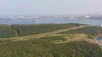 View from the drone to the Russian bridge video