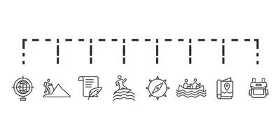 Adventure icon set.Editable stroke.linear style sign. vector